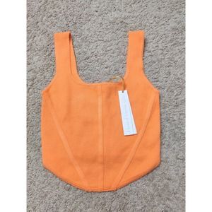 (V) NEW House of Harlow 1960 Women orange Crop Tank Top Cami Sleeveless sz S